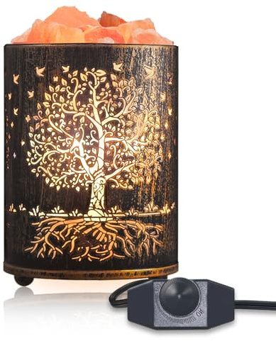 Starxing Himalayan Salt Lamp, Pink Salt Lamps with Tree of Life & Dimmer Switch, Retro Metal Basket Design, for Home Decor and Gift
