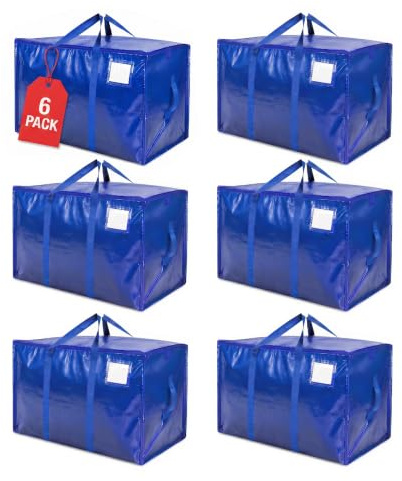 KORVORIA 6 Piezas 90L Bolsas De Mudanza, Resistentes Bolsas Almacenaje Ropa