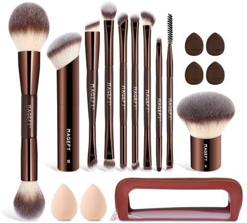 Makeup Brushes MAGEFY Travel Makeup Brush Set Professional Make Up Brushes for Powder Concealers Eye Shadows Eyebrow Countour Blush Brush Tools