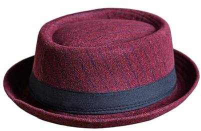 HEYANN Chapeau de tarte de pork pour homme, à carreaux, chapeau Fedora avec bord court, couronne ronde, rétro pour chapeau de fête