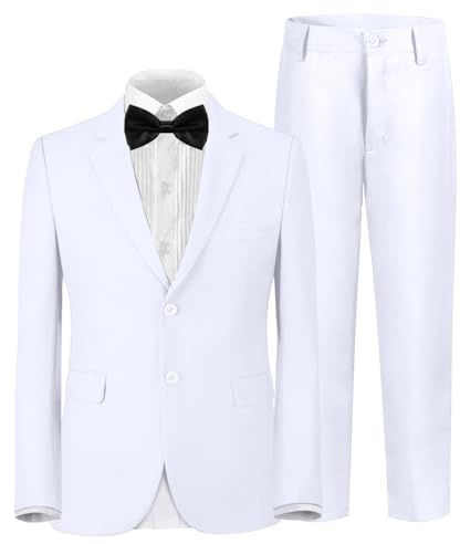 Yavakoor White Suit for Boys Kids Tuxedo 4 Piece Slim Fit Communion Suits Size 8