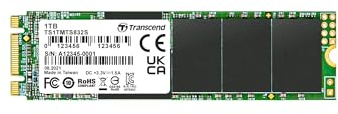 Transcend MTS832S 1 TB M.2 2280 SATA III 6 Gb/s Internal Solid State Drive (SSD) 3D TLC NAND with DRAM Cache Single-Sided Ultra Slim (TS1TMTS832S)