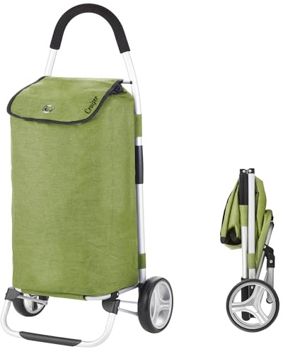 Cruiser Einkaufswagen 45ltr - Faltbare einkaufstrolley klappbar - Mit ladenhaken (Grun)