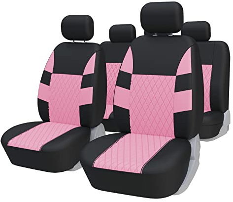 TOYOUN Sitzbezüge Auto Set Universal Autositzbezüge Sitzschoner Auto Schonbezug Autositz Rosa für Vordersitze und Rücksitze