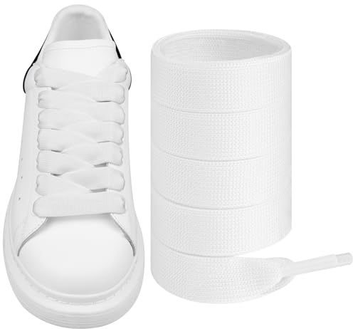 Endoto Lacet pour Alexander McQueen Sneaker Chaussures, Remplacement Lacets Laces Plats pour Mc Queen Baskets (Couleur:Blanc,Taille:55 Inch)