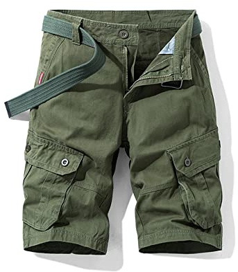 Btmpmcs Pantalones Cortos Cargo para Hombre Pantalón Corto de Trabajo Multibolsillos Verano Algodón Bermuda Casual al Aire Libre Combate Shorts Vintage Deportes Escalada Shorts Sin Cinturón