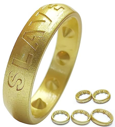 ScreaAss Eingedicktes Harz Penis Ringe CBT Spikes Cockring Mit CBT Stachelnägeln, 5 Größen Reine Handarbeit Cock Ringe Hodenring Eichelring Keuschheit Bondage SM Sexspielzeug Für Männer,Gold,38mm
