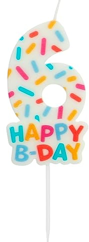 Folat 24116 Candele per torta - Cozy Sprinkles Numero 6-7 cm - Decorazioni Torta adatto Feste di Compleanno, Anniversario, Matrimonio, Baby Shower