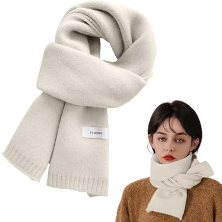 Kendwing Modischer Schal Damen Winter,Wollschal Beige Damen,Warmer Strickschal Damen Winter,Damenschal Für Kalte Wintertage Angenehmes Tragegefühl Elegante Für Winter (20x160cm)