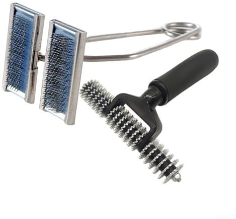 Getdoublerich Lot de 2 outils de couture pour moquette (JN116 + JN100-01) - Fer à coudre et rouleau à pointes pour coutures, peignage de touffes et pose de tapis