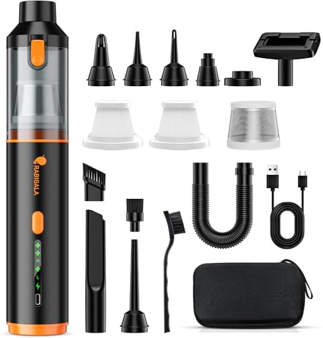 RABIGALA Handstaubsauger Akku 4-in-1, 30000PA Auto Staubsauger Stark mit hoher Leistung, Autostaubsauger Akku Testsieger, 3-Gang 280000 U/min Handstaubsauger Kabellos für Auto, Bürotisch, Tastaturen
