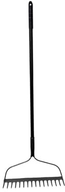 16 Teeth Carbon Steel Bow Rake - Shaft Garden Handle Leaf Lawn Metal Head Heavy Duty Raker | Gardening Hand Tool | for Raking, Weed Removal and for Working the Soil Grass Leaves - Black