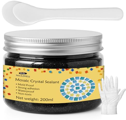 Malta di cristallo a mosaico nero, 200 g, non è necessario aggiungere acqua, pronta direttamente, per lavori di lavorazione di piastrelle a mosaico