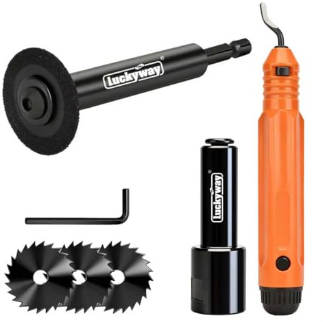 Luckyway Inside Pipe Cutter for Drill and Angel Grinder, Including Diamond Grit Cutting Wheel and Deburring Tool, for PVC and Plastic Pipe