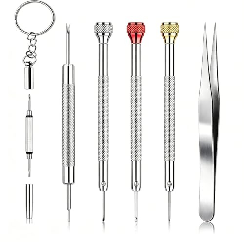 GVVG Liten Precision Skruvmejsel Kit för Klocka, Reparationsverktyg, Mini Skruvmejsel 0,6-1,6 mm, Öppning, Förvaringsbox Öppning, Batteri Ersättningsverktygssats för Glasklocka