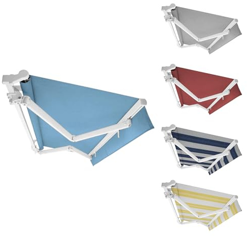 TENDEEVOLUTION Toldo Retractil Exterior con Brazos Extensibles, Barra de Refuerzo y Tejido Tempotest o PVC. Toldo Motorizado o Manual, instalación Pared o Techo (A. 245 cm X P. 160 cm)