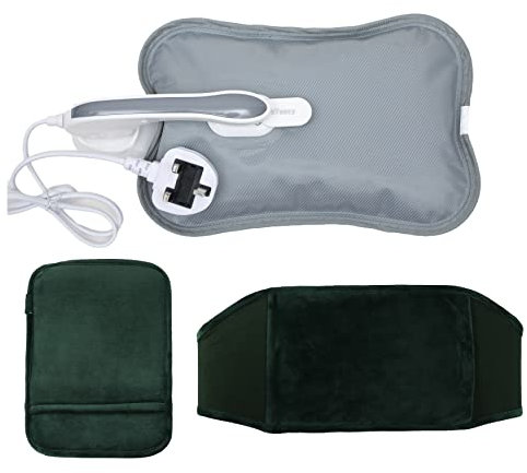 hYwecy Rechargeable Electric Hot Water Bottle with Soft Touch Belt and Warm Glove Bag,Hot Water Bag for Neck,Waist,Cramps,Shoulders Pain Relief