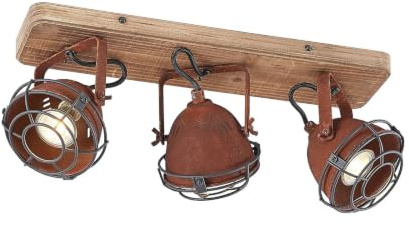 Lindby Ceiling Light Farovi dimmable (Industrial Design) in Brown Made of Wood for e.g. Living Room & Dining (3 Light Sources, GU10) from floodlight Spotlight