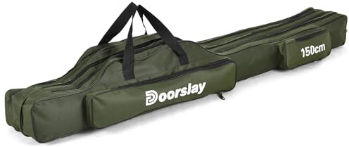 doorslay 3 Schicht Angeltasche Rutentasche, Faltender Angelrute Tasche, Angelrute Werkzeuge Aufbewahrungstasche, Tragbare Angelgerät Tasche 90/120/150 (optional