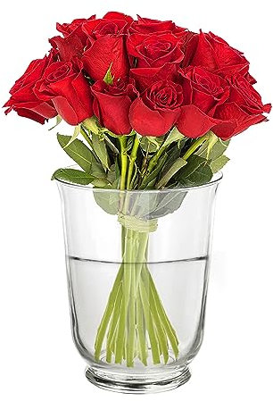 Ledoir - Vases Vase for Flowers Flower 18cm | 7.1 Inch Tall Wide Clear Glass Everyday Essentials Modern Living Room Wide Flower Vase, Clear Transparent