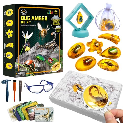 Pardofelis Ausgrabungsset für Kinder, Edelsteine für Kinder, Bernstein Ausgrabungsset, Ausgrabungs Spielzeug für lustige Insekten Partygeschenke, Experimentierset für Kinder ab 6 7 8 9 10-14 Jahren