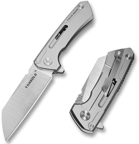 TANSOLE D2-Stahl Taschenmesser Klein Einhand Klappmesser Scharf Klinge für outdoor survival Camping und jagd Einhandmesser (T-SD339-S)