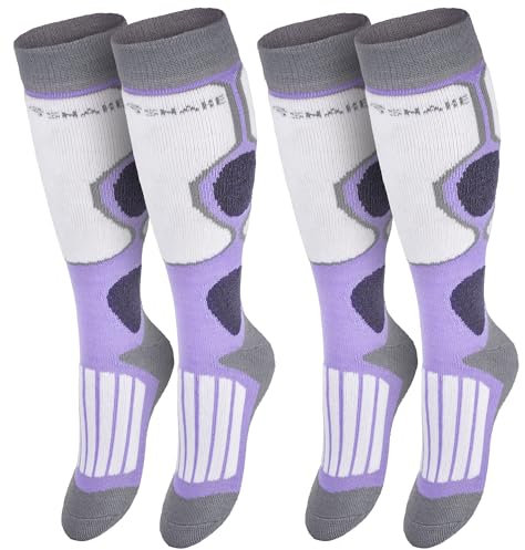 Black Snake® 2 Paar Kinder Skisocken 'high Protection' Sportsocken Funktionssocken Kniestrümpfe - Lila - 31-34