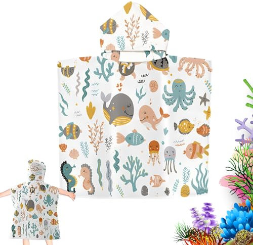 KERANEET Badeponcho Kinder Badetuch mit Kapuze Kinder Poncho Handtuch Mikrofaser Handtuch Poncho Kapuze Kind Badehandtuch Badetücher Kinder Baby Badetücher für Jungen Mädchen für ab 3 Jahre