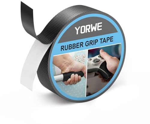 Yorwe Rubber Grip Tape, Ultra-Thin Strong Adhesive Anti-Slip Waterproof Heat Resistant Wear-Resistant Cushion Pad, Making Handles or Contact Surfaces Safer, with Grip and Comfort (Black, 2.5CM x 3M)