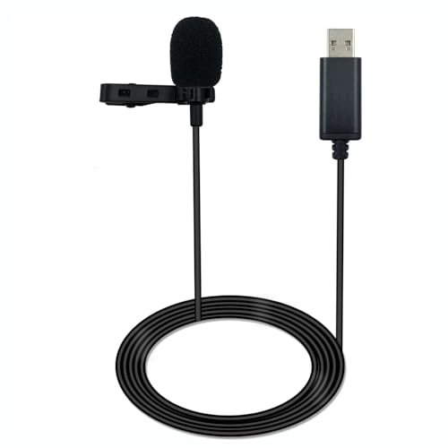 SPTSSWET USB TypA Clip Mikrofon, Tragbares Ansteckmikrofon, Geräuschunterdrückung, Kabelgebunden, Mikrofon für USB 2.0 Windows PC Laptop Computer Spielen Singen Live-Streaming, 5,12FT/2M
