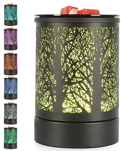 Lampada Profumata Elettrica, Bruciatore di Cera Elettrico Lampada Scalda Candela Profumata Elettrica con 7 Colori LED Luce Notturna