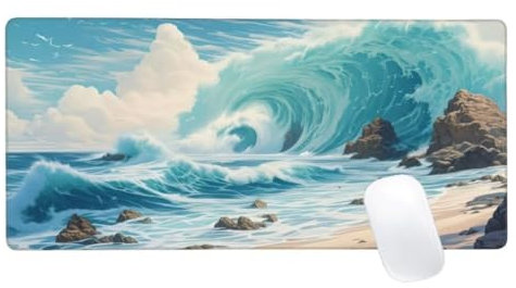 Flots Tapis de Souris XXL 1200x600mm, Tapis de Souris Récif, Tapis Souris pour Clavier et Bureau, Étendu Tapis de Souris Gamer, Lavable Surface,Base Antidérapante,Améliorer Précision et Vitesse Z2-300