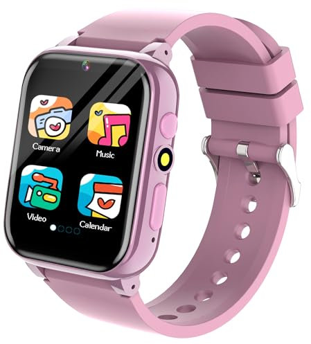 26 Jeux Montre Connectée Enfant avec Caméra, 100+ Fiche d'étude Carte, 10+ Livre Audio, Musique, Podomètre Calories, 13 Réveil, Calendrier, 20+ Papier Peint Multiple, Montre Enfant Fille Garcon Cadeau
