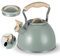 Induction Tea Kettle - Kettle for Induction and Gas Stoves - 3 L Whistling Kettle with Wood Grain Handle - Kettle Induction Whistling Kettle Made of Stainless Steel