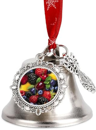 Adorno divertido de campana de Navidad con diseño de arándano, fresa, limón, decoración para colgar en el árbol de Navidad