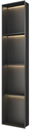 GLFNB Nicho de Ducha de Acero Inoxidable con luz LED, Estante de Ducha Organizador Empotrado, Organizador de Pared Impermeable para baño (Negro, 120 x 28 x 12,5 cm)