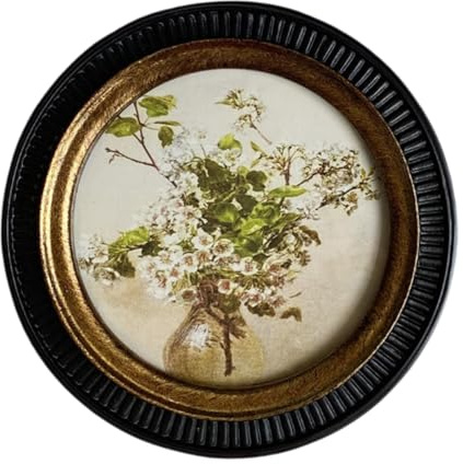 perfk Round Photo Frame Picture Frame Antique for Retro Home Decor Living Room