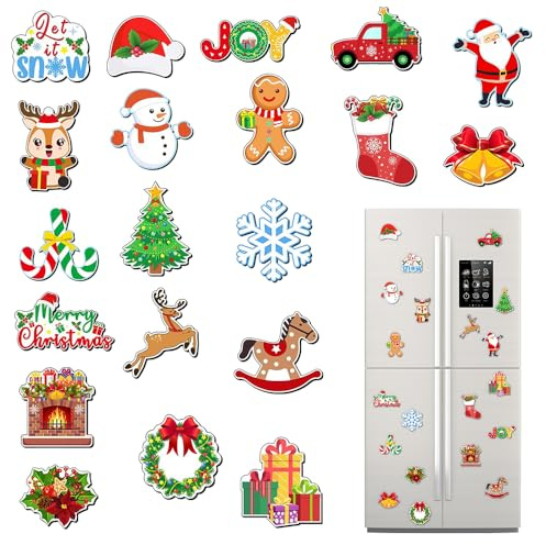 Riisoyu 20 Piezas Imanes De Nevera De Navidad, imanes de Navidad imanes magnéticos de árbol de Navidad para pizarras magnéticas, neveras, pizarras Blancas, Cocina para Vacaciones Decoración