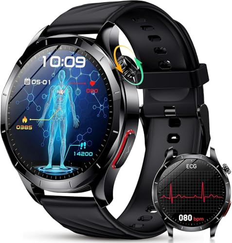 YUPENG 2026 Nuovo Smartwatch Uomo con ECG/HRV/𝐆li𝐜e𝐦ia/Acido Urico/Lipidi,1.43 AMOLED Orologio con 24H Chiamate, Pressione Sanguigna, Cardiofrequenzimetro, Sonno, SOS, Fitness Watch Android e iOS