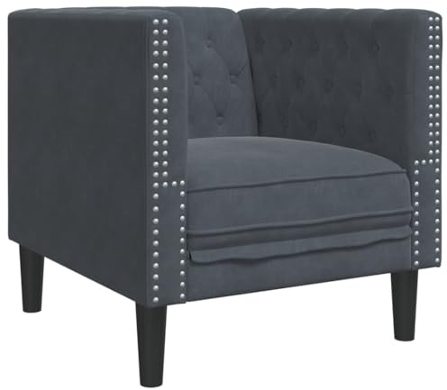 Genérico Sillón Chesterfield de tercio Gris Oscuro,Mobiliario,Sofás,Gris,16.4 kg,372674