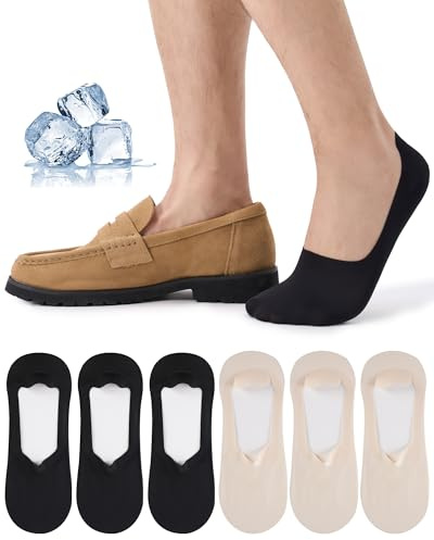 Effeet Osynliga Strumpor Herr Andningsbara, Svala Låga Strumpor med Dubbel Halkfri Silikon, Tunna Loafer Strumpor för Mockasiner Båtskor Sneakers 6 Par