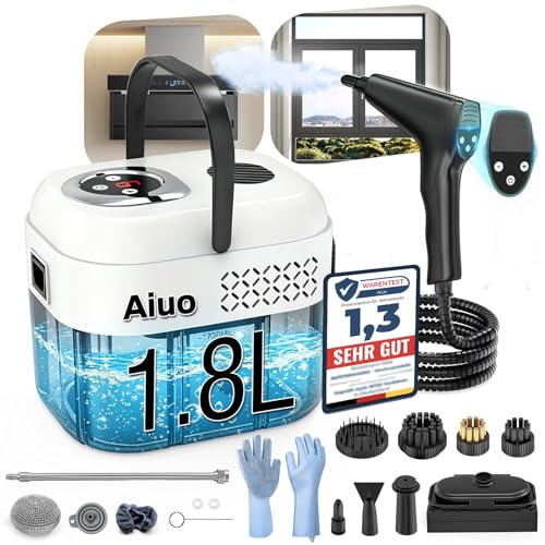 5 Bar 17-in-1 Handdampfreiniger 1,8L【US-HSD-Technologie – 120°C Hochtemperatur-Sterilisation】【Graphen-Heiztechnologie – 8S Aufheizzeit】4m Dampfreichweite, für Küche, Bad, Auto & Zuhause