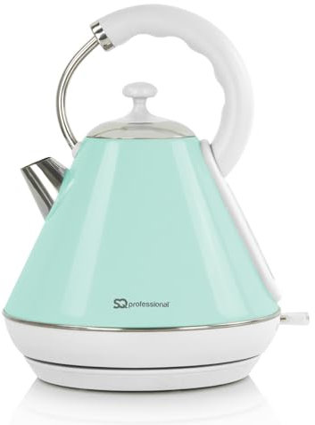 SQ Professional Dainty Legacy Stainless Steel Cordless Electric Kettle Portable kettle with Heat Resistant Handle Auto Shut-Off & Fast Boil LED Light Indicator 1.8L | 2200W (Seafoam)