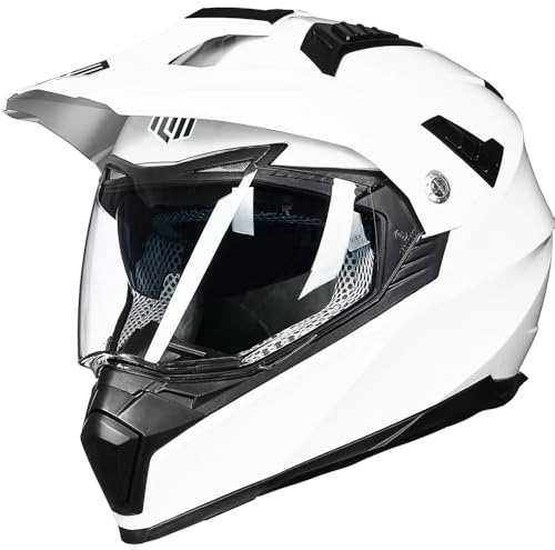 ILM Motorradhelm Herren Damen Motocross Helm Motorcycle Full Face Helmet ATV Dirt Bike ECE Modell-606V,Weiß,S