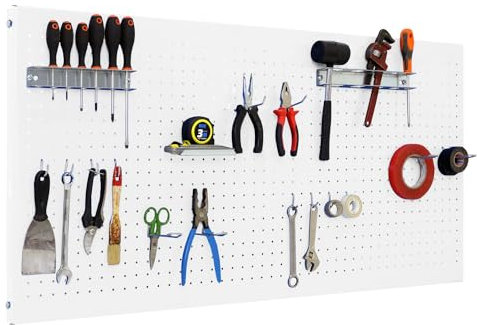 Simon Rack Simonwork Panneau outils mural avec 14 crochets et 3 supports Blanc 1200 x 400 mm