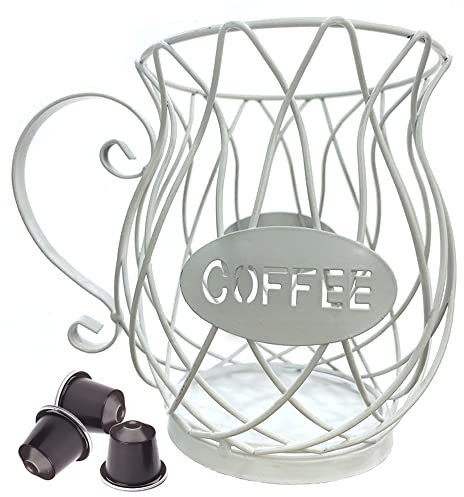 WEIWUXIAN Canasta de almacenamiento de café, Cesta De Cápsulas De Café, Cesta Almacenamiento Cápsulas Café Soporte, Cesta De Almacenamiento De Cápsulas De Café para Cápsulas De Café (Blanco)