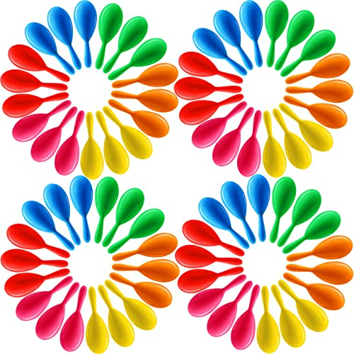 Vinsot 66 Packs Mini Maracas for Kids Neon Maracas Bulk Shakers Mini Noisemaker Mexican Party Favors for Cinco de Mayo Mexican Classroom Musical Instrument Birthday Supplies, 6 Colors