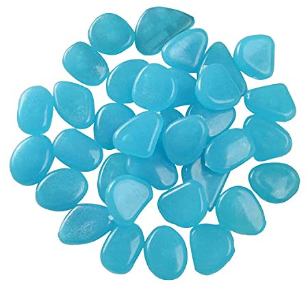 MacroHu 100 Stück Fluoreszierend Pebble Leuchtende Deko Gartensteine Leuchtende Steine Leuchtkiesel Steine Nachtleuchtende Steine Kieselsteine Leuchten im Dunkeln Garten Aquarium Steine – Dunkelblau