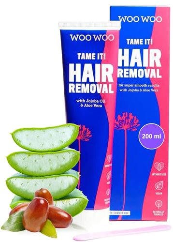 WooWoo Tame It! Natural Intimate Hair Removal Cream - Painless Vegan Hair Remover For Sensitive Skin - Depilatory For Genitals, Bikini, Legs & Bum - Women In-Shower Cream With Aloe Vera - 200ml