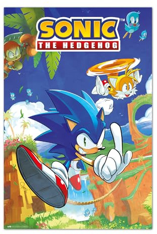 Grupo Erik Póster Sonic The Hedgehog Sonic & Tail - Lamina decorativa Sonic/Póster gamer - Decoración gaming habitación, Decoración Sonic licencia oficial